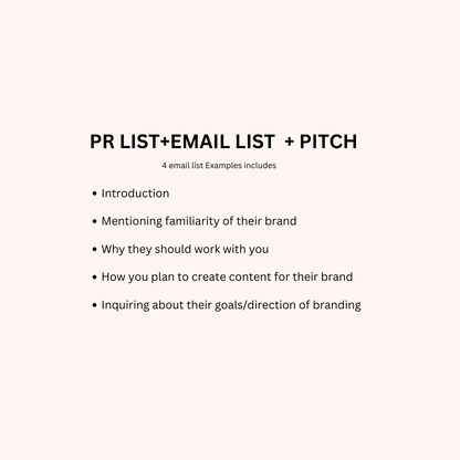 30+ PR emails + 4 example pitches | UGC | Content Creator / influencer